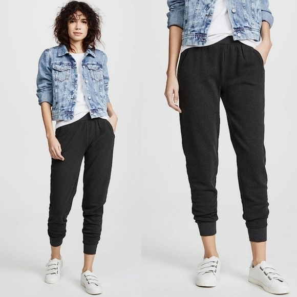 New ATM French Terry Pull-On Slim Fit Cropped Charcoal Jogger Sweatpants Medium - Picture 3 of 14